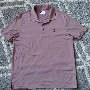 Men's Striped Polo Shirt - Burgundy